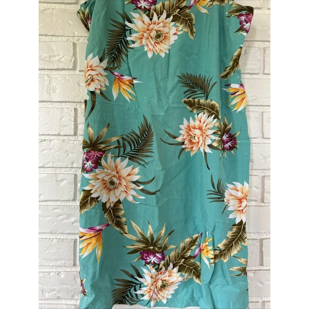 Vintage TWO PALMS Sz L  Made in‎ Hawaii Sleeveless Rayon Floral Midi Dress